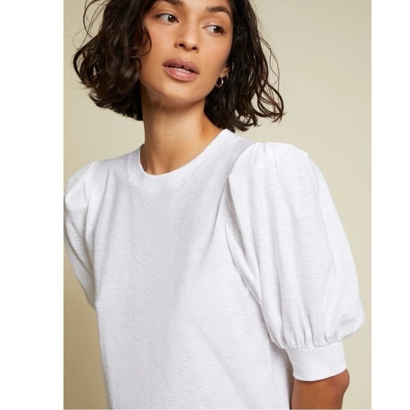 Nation LTD Rimma Exaggerated Sleeve Tee White Dotty Print XL XXL Puff Sleeve - Picture 12 of 17